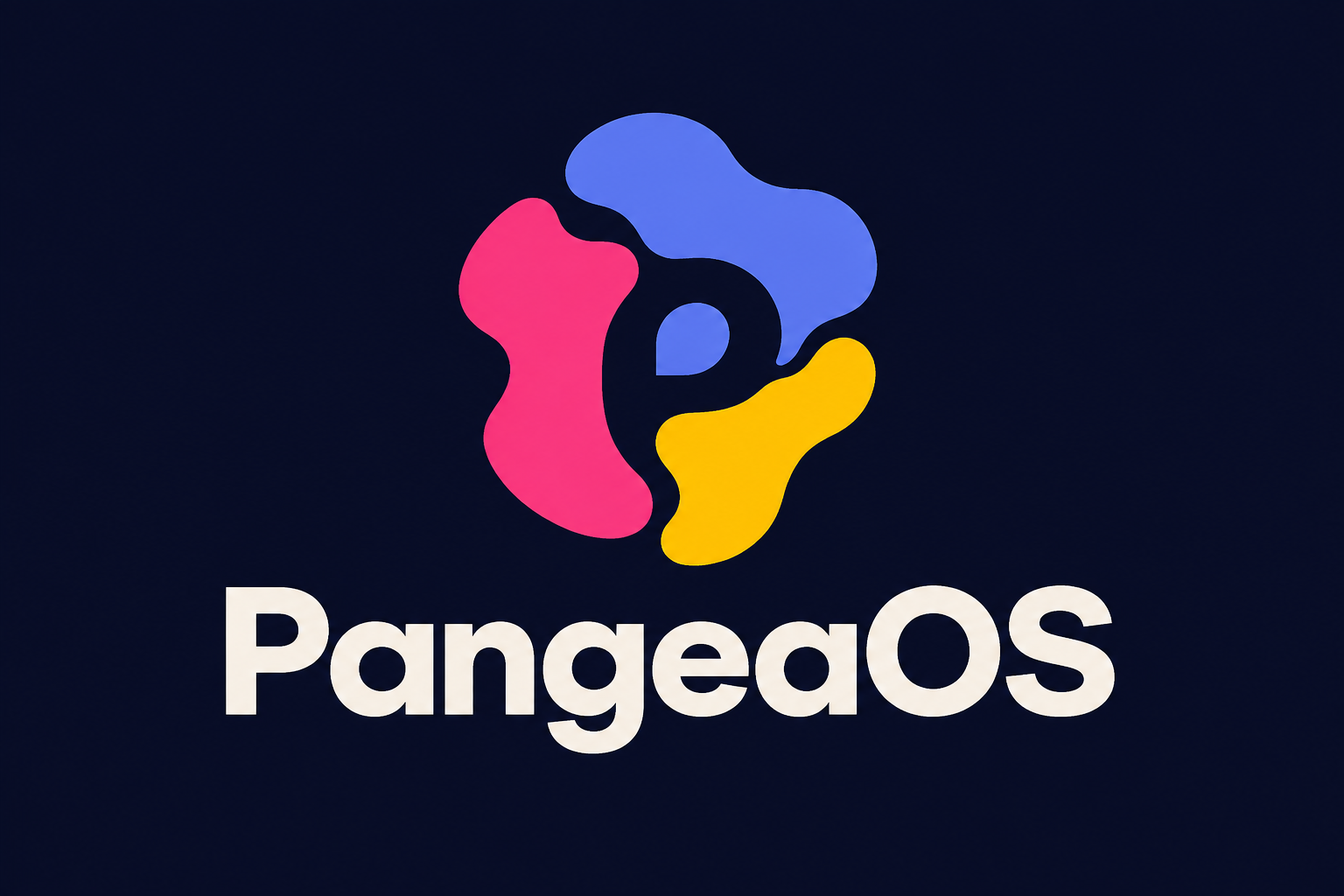 PangeaOS: three joined landmasses forming a P