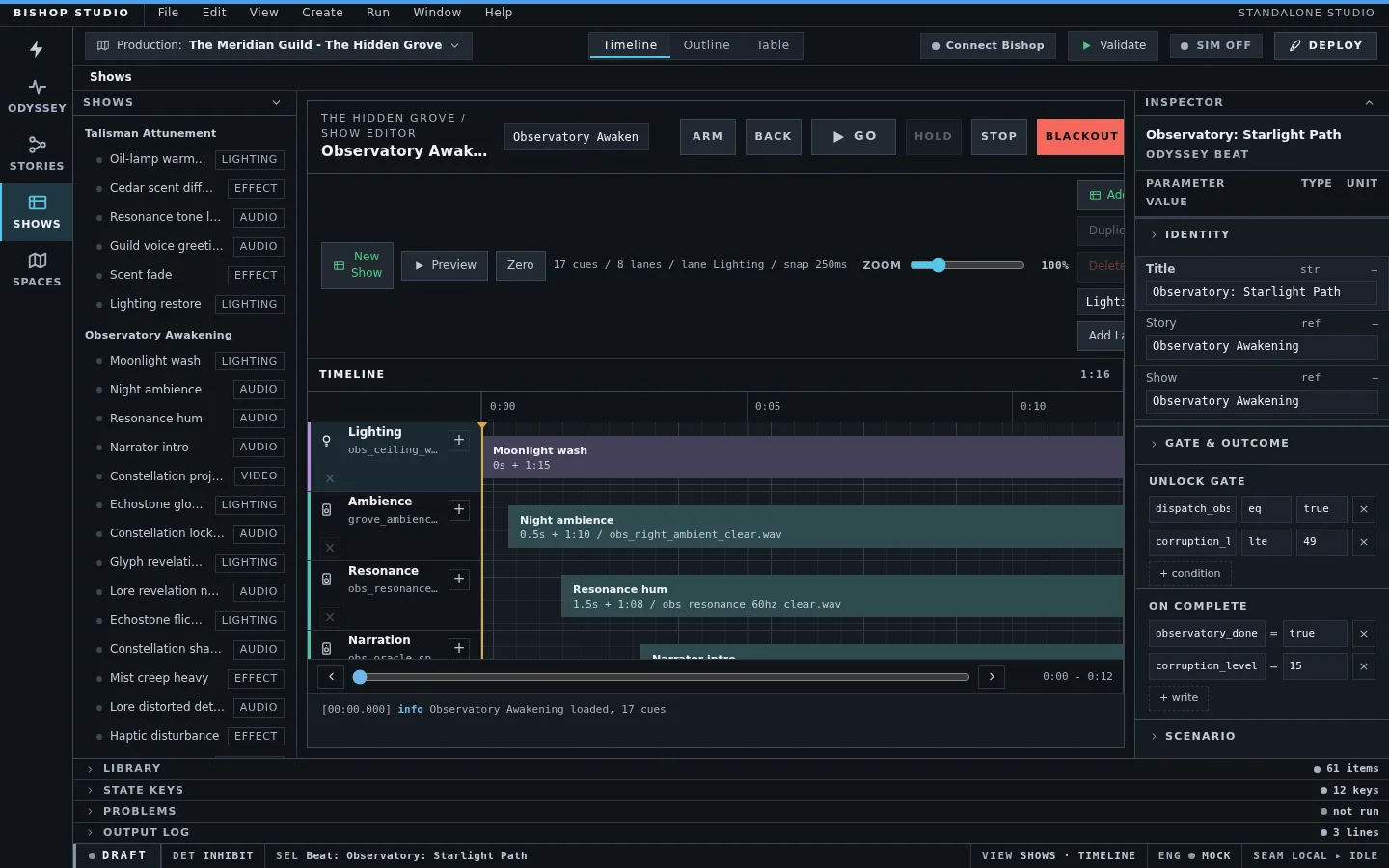 Studio’s authoring timeline with cue tracks